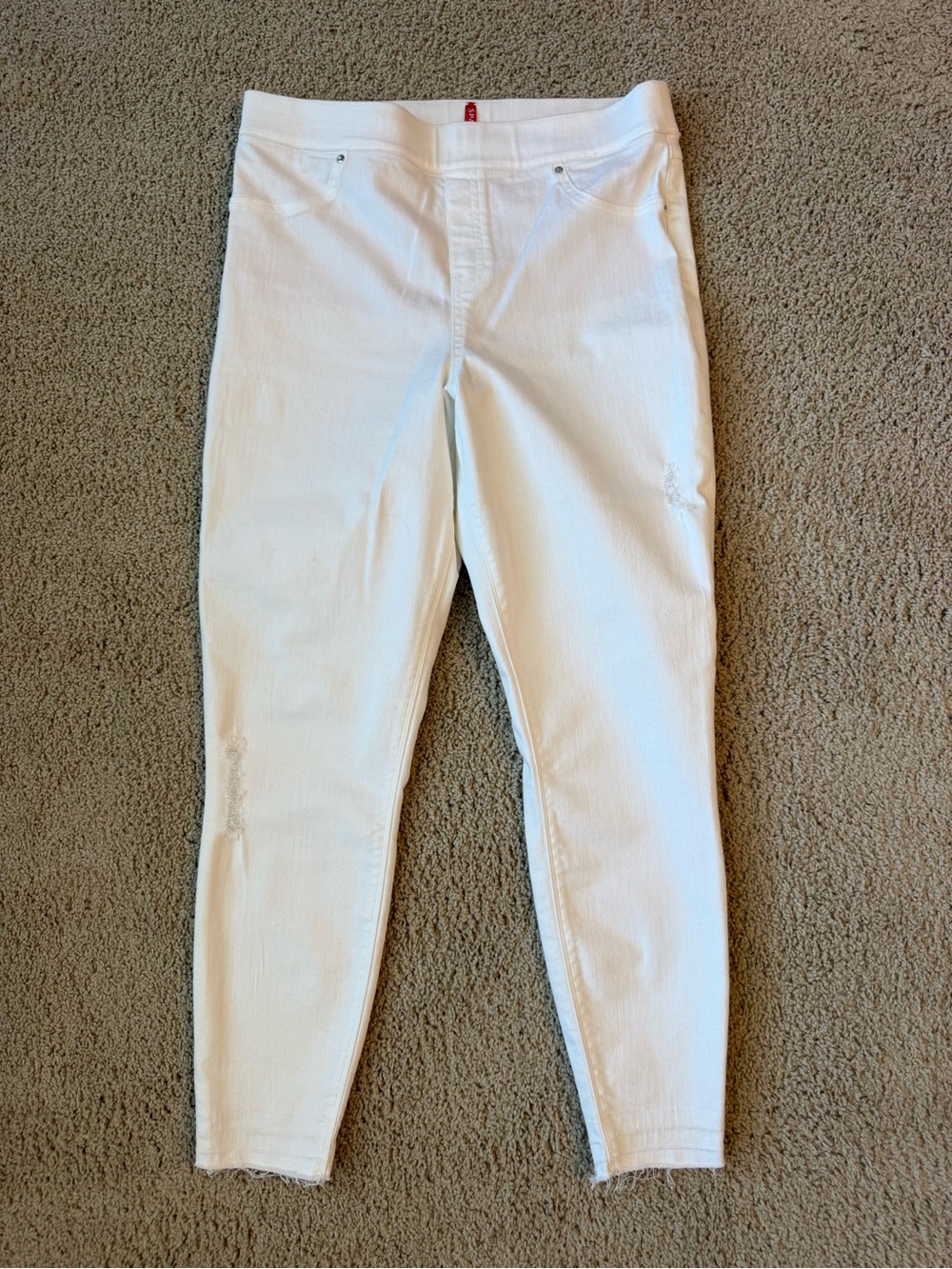 SPANX White Distressed Skinny Stretch Jeans Size: XL